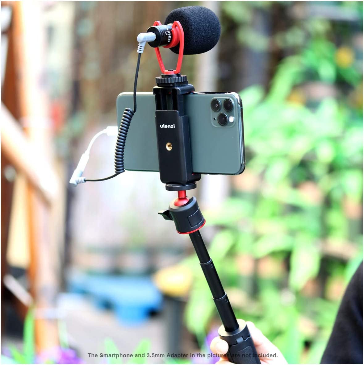 ST-07 Phone Tripod Mount with Cold Shoe Mount for Microphone LED Video Light 1/4'' Tripod Screw for Iphone 11/Pro/Pro Max XS Max XR X 8 7 plus Samsung Galaxy Oneplus Google Pixel Vlog Vlogging